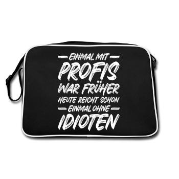 Einmal mit Profis war früher - Retro Tasche - Schwarz/Weiß - Hinten