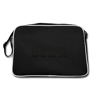 surf now work later bar code - Retro Bag - black/white - Back