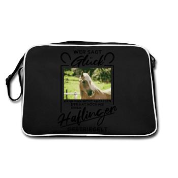 Haflinger Horse "Happiness" - Retro Bag - black/white - Back