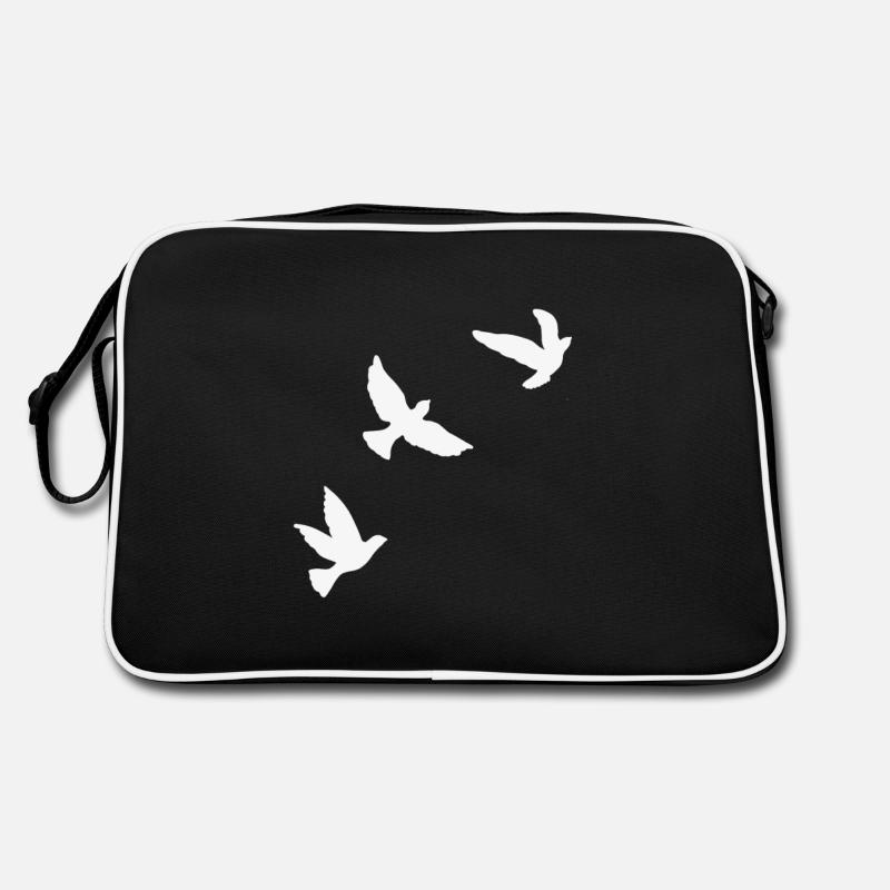 3 flying birds white Retro Bag