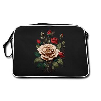 Rose im Garten - Retro Tasche - Schwarz/Weiß - Hinten