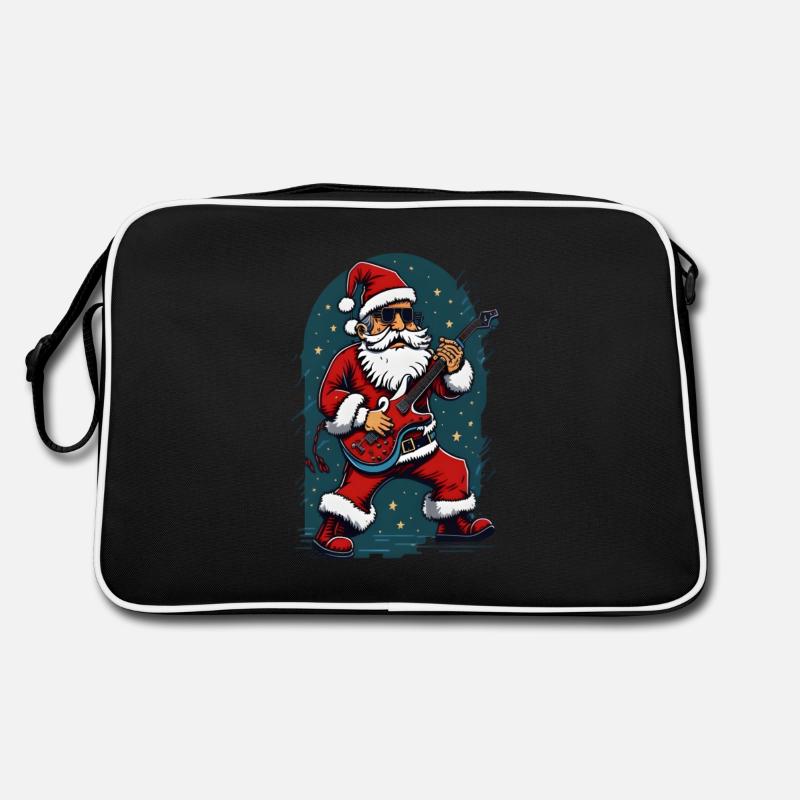 Weihnachtsmann Rock Star - Retro Tasche - Schwarz/Weiß