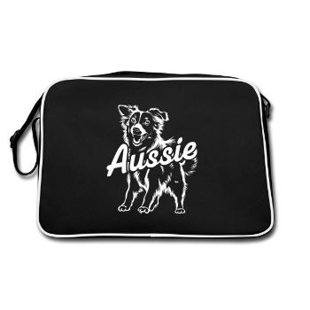 Australian Shepherd Aussie Dog Owner Mistress - Retro Bag - black/white - Back