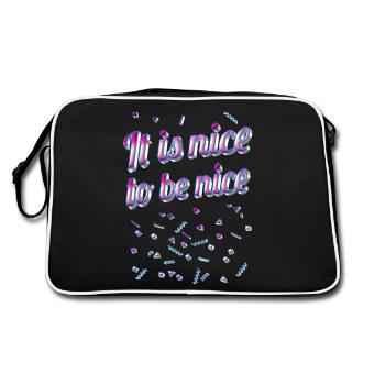It is nice to be nice - Statement - Retro Tasche - Schwarz/Weiß - Hinten