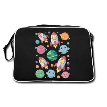 Aventure spatiale pour enfants avec des planètes amusantes - Sac Retro - noir/blanc - Dos