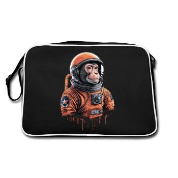 Weltraum Affe Entdecker Abenteuer - Retro Tasche - Schwarz/Weiß - Hinten