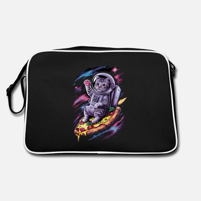 Cat Galaxy On Pizza Flight Space Adventure Retro Bag