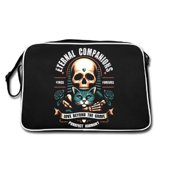 Compagnons éternels Crâne et chaton - Sac Retro - noir/blanc - Dos