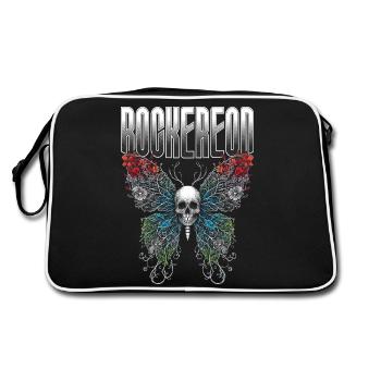 Crâne vibrant et papillon Ailes éthérées - Sac Retro - noir/blanc - Dos