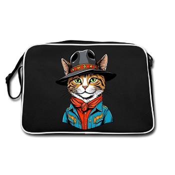 Chat mignon cow-boy - Sac Retro - noir/blanc - Dos