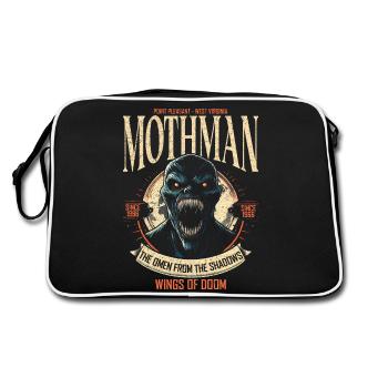 Mothman Dark Cryptid Legend West Virginia - Retro Tasche - Schwarz/Weiß - Hinten