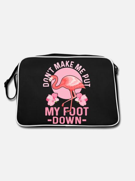 Don't Make Me Put My Foot Down Flamingo Pink Bird - Retro Tasche - Schwarz/Weiß - Hinten