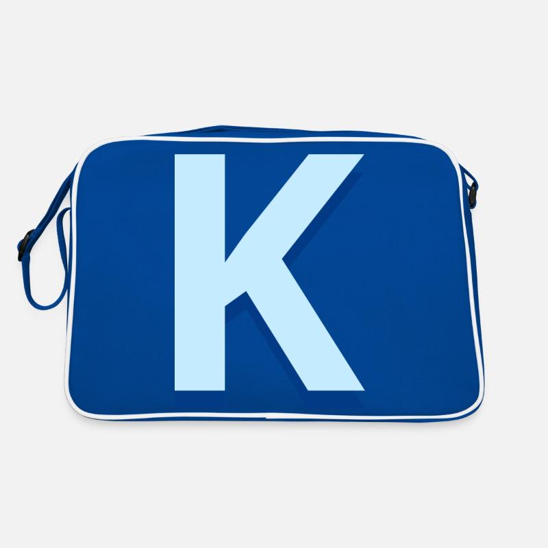 Pop und moderner blauer Buchstabe k Retro Tasche