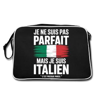 Je Ne Suis Pas Parfait Mais Italien Humour Cadeau - Sac Retro - noir/blanc - Dos