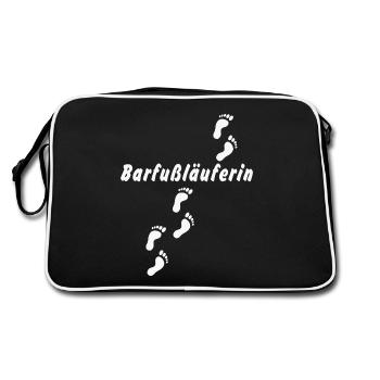 Barfußläuferin – Natürlich frei & unbeschwert - Retro Tasche - Schwarz/Weiß - Hinten