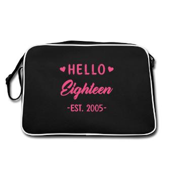 Hello Eighteen 2005 18 Geburtstag Mädchen - Retro Tasche - Schwarz/Weiß - Hinten