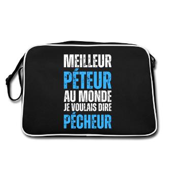 Pécheur Homme Péteur Pécheur Poisson Pêche Drôle - Sac Retro - noir/blanc - Dos