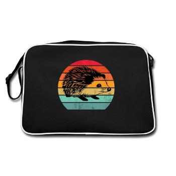 Vintage Retro Igel - Retro Tasche - Schwarz/Weiß - Hinten