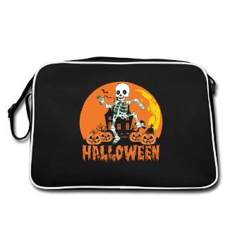 Citrouilles et squelette d’Halloween Joyeux Halloween - Sac Retro - noir/blanc - Dos
