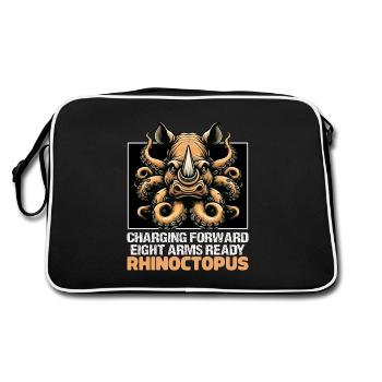 CHARGER EN AVANT HUIT BRAS PRÊTS RHINOCÉROS ET PIEUVRE - Sac Retro - noir/blanc - Dos