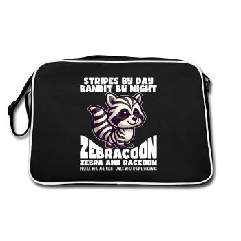 STRIPES BY DAY BANDIT BY NIGHT - ZEBRA AND RACOON - Retro Bag - black/white - Back