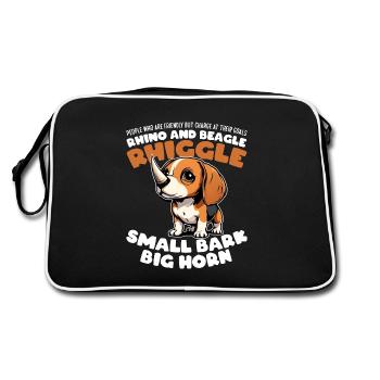 SMALL BARK, BIG HORN - RHINO AND BEAGLE - RHIGGLE - Retro Bag - black/white - Back