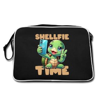 SHELLFIE-ZEIT! - Retro Tasche - Schwarz/Weiß - Hinten