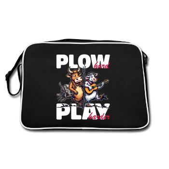 PLOW HARD PLAY HARDER - Retro Bag - black/white - Back