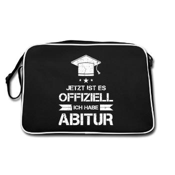 Abitur Abi Abschluss Prüfung geschafft Geschenk - Retro Tasche - Schwarz/Weiß - Hinten