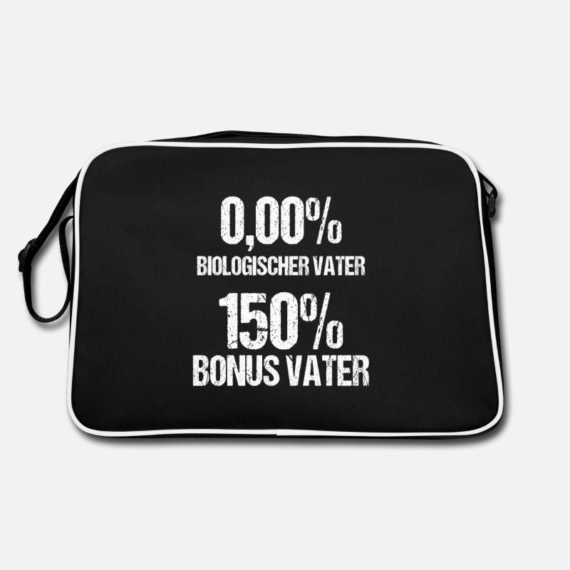 Bonus Vater Papa Papi Stiefvater Vatertag Geschenk - Retro Tasche - Schwarz/Weiß