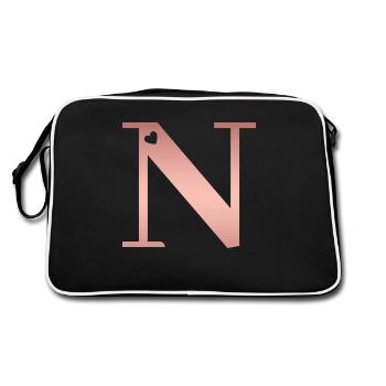 letter N rose gold - Retro Bag - black/white - Back