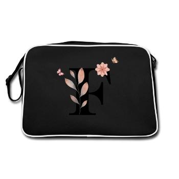Letter f wildflowers watercolors - Retro Bag - black/white - Back