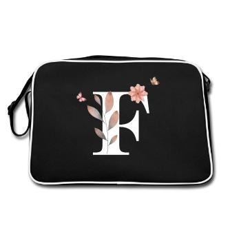 Letter f wildflowers watercolors - Retro Bag - black/white - Back