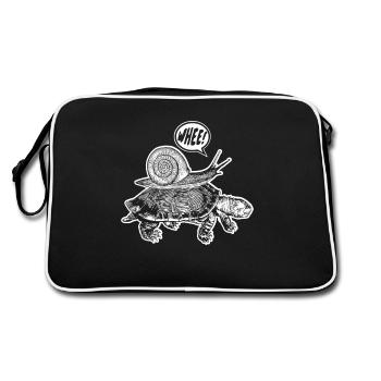 Escargot Équitation Tortue Whee Drôle Animal - Sac Retro - noir/blanc - Dos