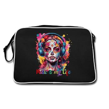 Music is my Life - Retro Bag - black/white - Back