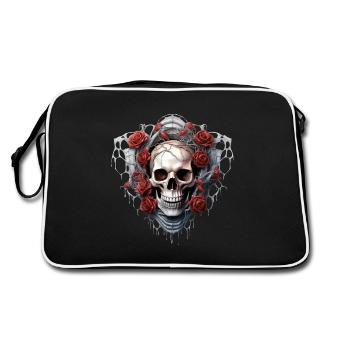 Gothique crâne Roses Art mode graphique - Sac Retro - noir/blanc - Dos
