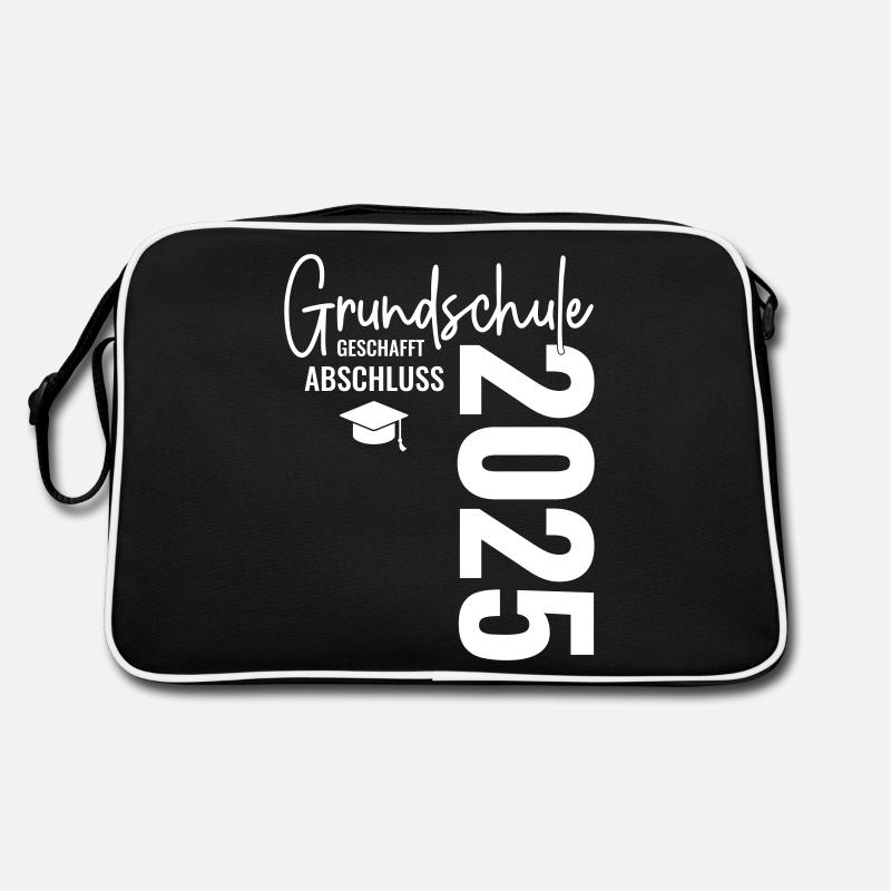 Grundschule Abschluss 2025 - Retro Tasche - Schwarz/Weiß