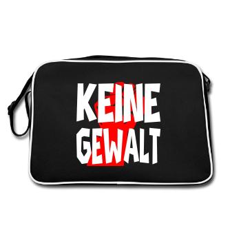 keine gewalt - Retro Tasche - Schwarz/Weiß - Hinten