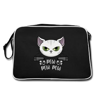 Pew Pew Pew Cat / Chat - Sac Retro - noir/blanc - Dos