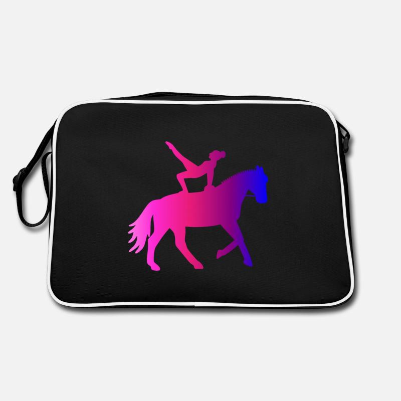 Volti bunt - Voltigierer Geschenk Pferd - Retro Tasche - Schwarz/Weiß