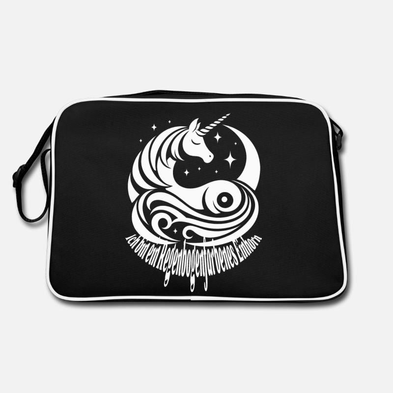 Regenbogenfarbenes Einhorn Retro Tasche