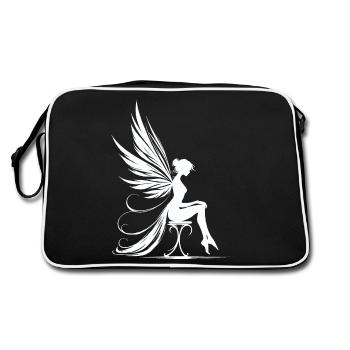Thought wings in the moonlight - Retro Bag - black/white - Back
