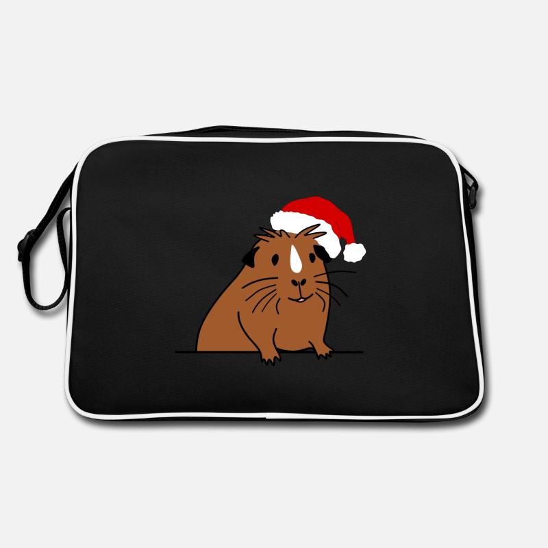 Christmas Guinea Pig Christmas Present - Retro Bag - black/white