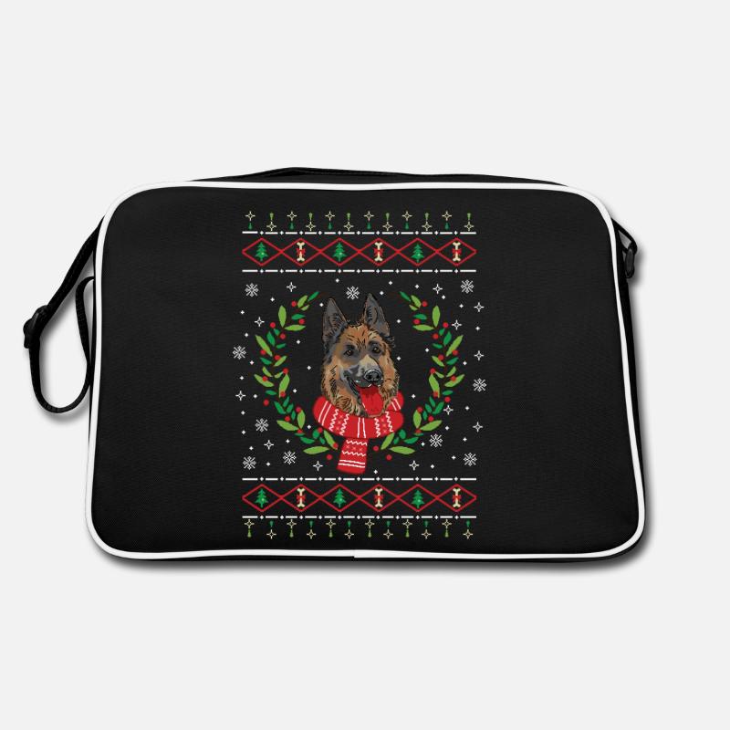 Schäferhund hässlicher Weihnachtspullover Retro Tasche