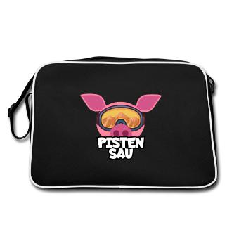 Pistensau Apres Ski Skiurlaub Skigebiet Resort - Retro Tasche - Schwarz/Weiß - Hinten