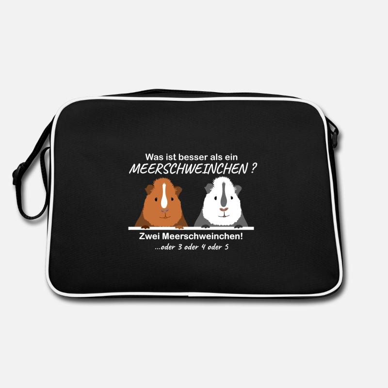 Was ist besser als ein Meerschweinchen - Geschenk - Retro Tasche - Schwarz/Weiß