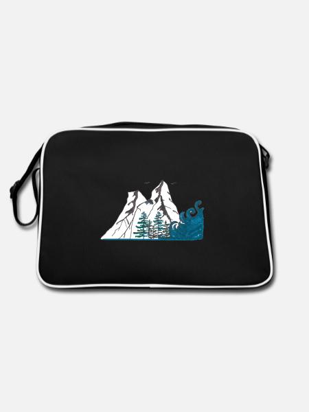 Bergwelle - Retro Tasche - Schwarz/Weiß