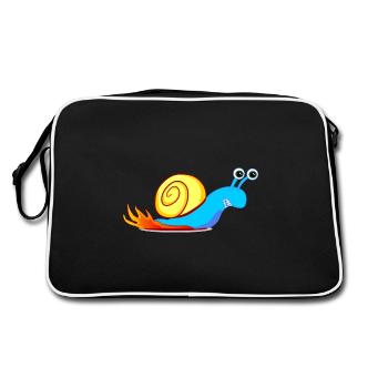 Fast racing snail, running snail - Retro Bag - black/white - Back