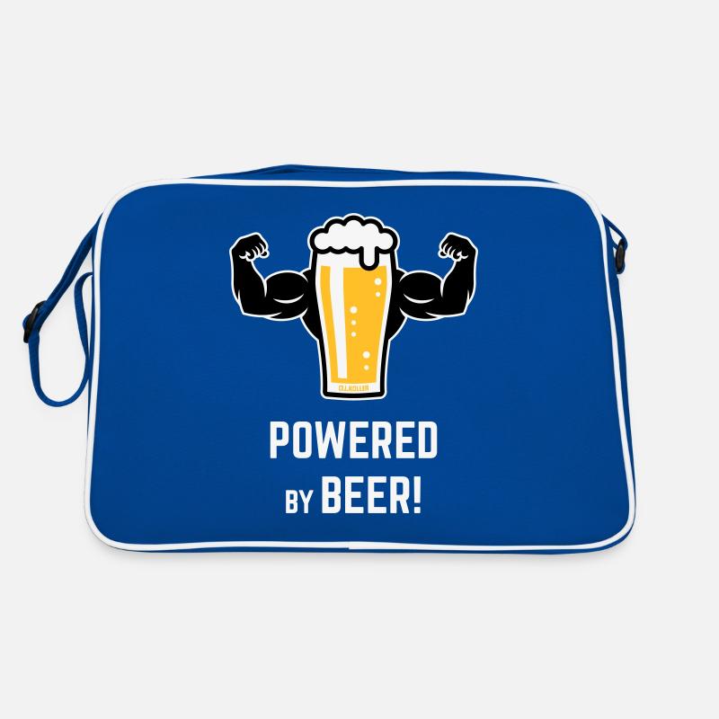 Powered By Beer! (Bier / Muskeln / L / 3C) Retro Tasche