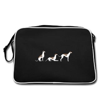 Sitz Platz Steh Whippet - Retro Tasche - Schwarz/Weiß - Hinten